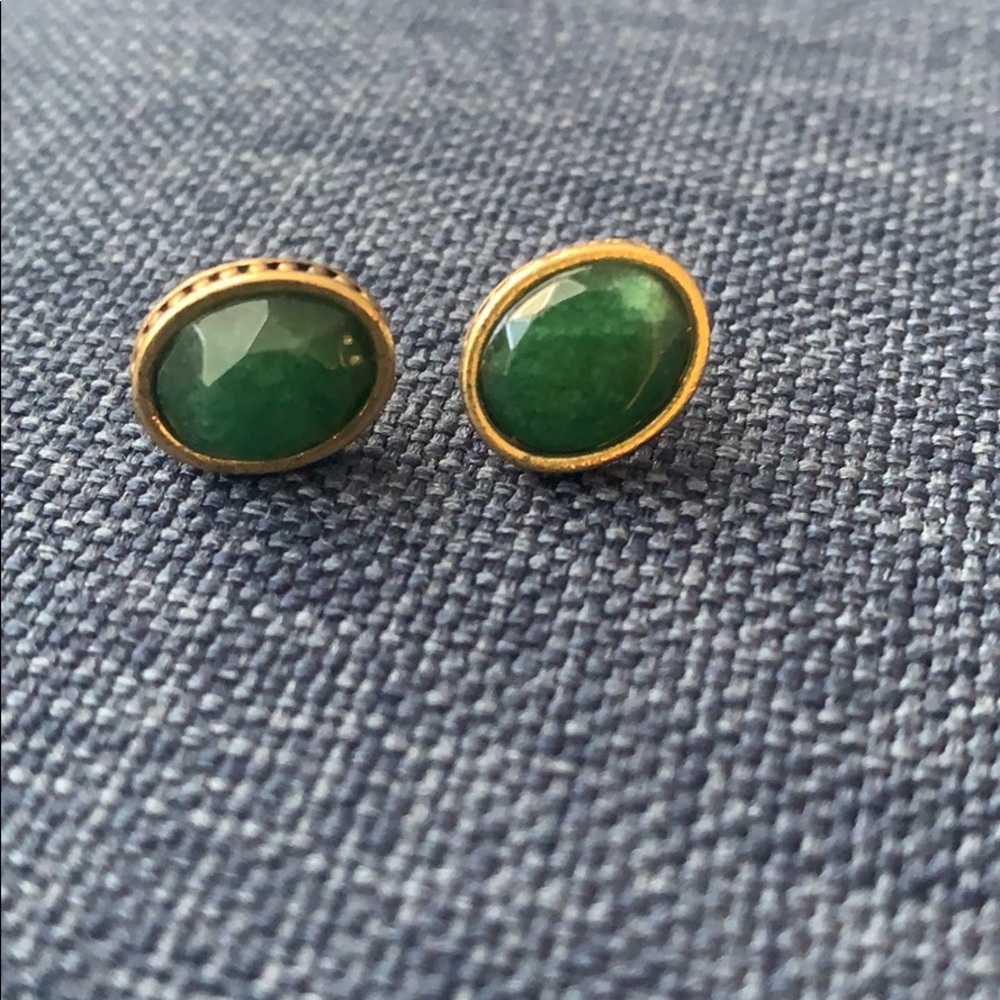 Lucky Brand Green and Gold Stud Earrings